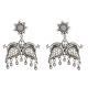 92.5 Sterling Silver Earrings With Peacock Motif And Flower Stud