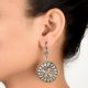 92.5 Sterling Silver Drop Earrings Round Engraved Silver Earrings