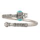 92.5 Sterling Silver BangleTrishul Damroo Turquoise Stone Designer Kada