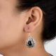 92.5 Sterling Silver Drop Dangle Earrings With Black Stone