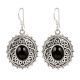 92.5 Sterling Silver Drop Dangle Earrings With Black Stone