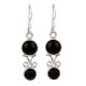 92.5 Sterling Silver Earrings Black Onyx Stone Drop Earrings