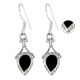 92.5 Sterling Silver Earrings Onyx Teardrop Drop Ethnic Earrings