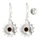92.5 Sterling Silver Earrrings Round Tiger Eye Hanging Earrings