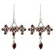 92.5 Sterling Silver Earrings Designer Red Garnet Hanging Earrings