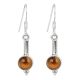 92.5 Pure Sterling Silver Earrings Ball Design Tiger Eye Stone Dangler Hook Earring