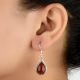 92.5 Sterling Silver Earrings Red Jasper Raindrop Studded Earrings