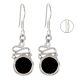 92.5 Sterling Silver Earrings Round Black Onyx Ethnic Earrings