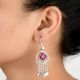 Sterling-Silver-Earrings-Cubic-Magenta-Quartz Silver Tassel Earrings