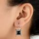 92.5 Sterling Silver Earrings Starry Square Zirconia Dangle Earrings