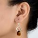 Sterling Silver Earrings Casual Wear Tiger Eye Drop Earrings