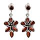 Sterling Silver Earrings Garnet Handcrafted Floral Dangle Earrings