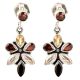 92.5 Sterling Silver Earrings Multi Natural Semi-Precious Gem Floral Drop Earrings