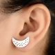 92.5 Sterling Silver Earrings Engraved Crescent Moon Stud Earrings