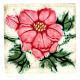 Old Ceramic Tile With  Red Floral Design