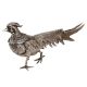 Silver Plated Peacock Figurine With Long Feathers
