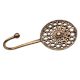 Golden Brass Wall Hook Round Floral In Engraved Tribal Style
