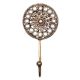 Golden Brass Wall Hook Round Floral In Engraved Tribal Style