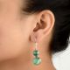 92.5 Sterling Silver earrings Melachite Round Dangle Earrings