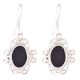 92.5 Sterling Silver Earrings Single Designer Black Oval Earrings