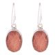 92.5 Sterling Silver Earrings Big Brown Sunstone Wire Hook Earrings