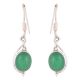 92.5 Sterling Silver Earring Single Oval Shaped Green Agate Hook Earrings