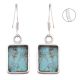 92.5 Sterling Silver Earrings Square Framed Turquoise Earrings