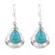 92.5 Sterling Silver Earrings Turquoise Oval Framed Hook Earrings