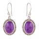 92.5 Sterling Silver Earrings Amethyst Oval  Earrings