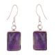 92.5 Sterling Silver Earrings Square Framed Amethyst Earrings