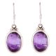 92.5 Sterling Silver Earrings Oval Amethyst Hook Earrings
