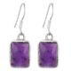 92.5 Sterling Silver Earrings Square Framed Amethyst Earrings