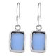92.5 Sterling Silver Earrings Square Framed Quartz Sky Blue Earrings
