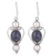 92.5 Sterling Silver Earrings Pearl And Lapis Lazuli Dangle Earring