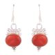 92.5 Sterling Silver Earrings Big Carnelian Crown Design  Earrings