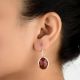 92.5 Sterling Silver Earrring Red Jade Stone Hook Earring