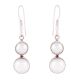 92.5 Sterling Silver Earrings Casual Twin Pearl Dangle Earrings