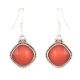 92.5 Sterling Silver Earrings Single Stone Medium Red Agate Drop Earring