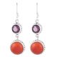 925 Sterling Silver Earrings Red Agate And Amethyst Danglers For Every Day Wear