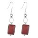 92.5 Sterling silver Earrings Square Red Carnelian Design Hook Earrings