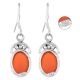 92.5 Sterling Silver Earrings Red Carnelian Crown Design Drop Earring