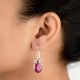 92.5 Sterling silver Earrings Pink Jade Quartz Hook Earrings