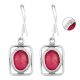 Sterling Silver Earrings Square Frame Oval Pink Tourmaline Earring