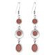 92.5 Sterling Silver Dangle Earrings Red Sandstone Three Stone  Earrings
