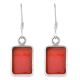 92.5  Sterling Silver Earrings Square Red Carnelian  Natural Stone Earrings