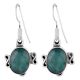 92.5  Sterling Silver Earrings Single Tear Drop  Single Jade Hook Earrings