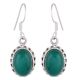92.5 Sterling Silver Earring Handmade Oval Shaped Green Agate Hook Earrings