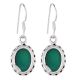 92.5 Sterling Silver Earring Handmade Oval Shaped Green Agate Hook Earrings