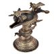 Handcrafted Ritual Brass Oil Lamp Diya StandÂ With Several  Peacock Figurines