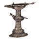 Dhokra Brass Oil Lamp With Stand Tribal Peacock Carving